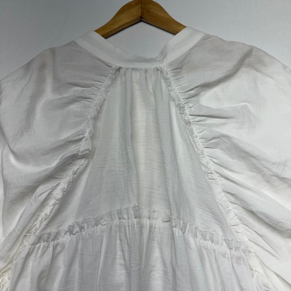 Gioya White Cotton Oversized Tunic Blouse Balloon Sleeve Boho Cottage‎ Coastal - Picture 7 of 12